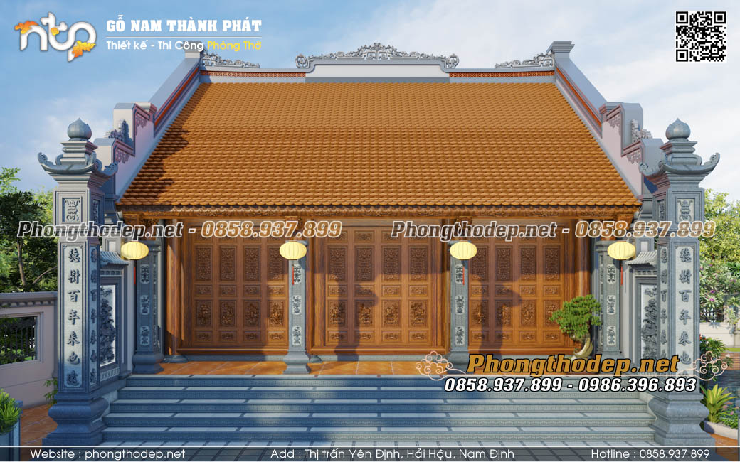Mẫu nhà gỗ 3 gian đẹp tại Hưng Yên